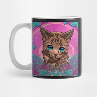 Elegant Brown Cat With Blue Eyes Mug